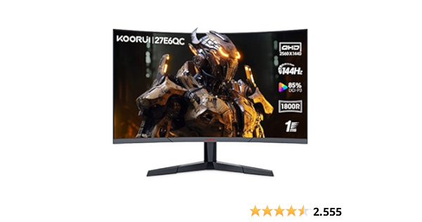 KOORUI Gaming Monitor 27 Zoll, 1800R Fläche Bildschirm 2560X1440 (Q...