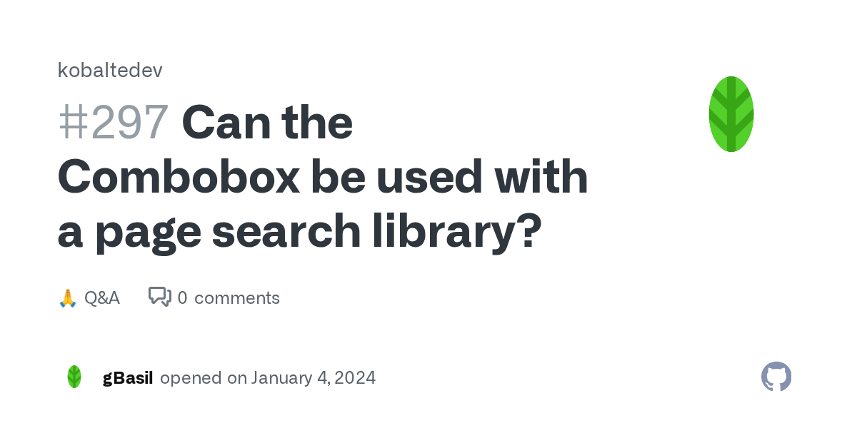Can the Combobox be used with a page search library? · kobaltedev ·...