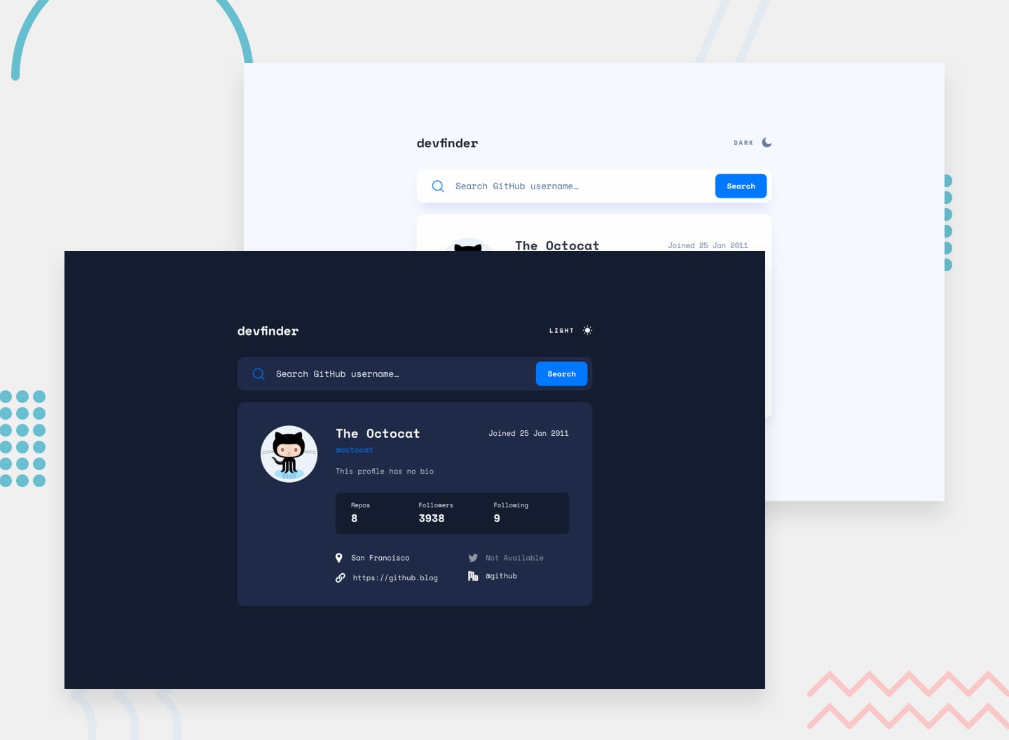 Frontend Mentor | GitHub user search app coding challenge