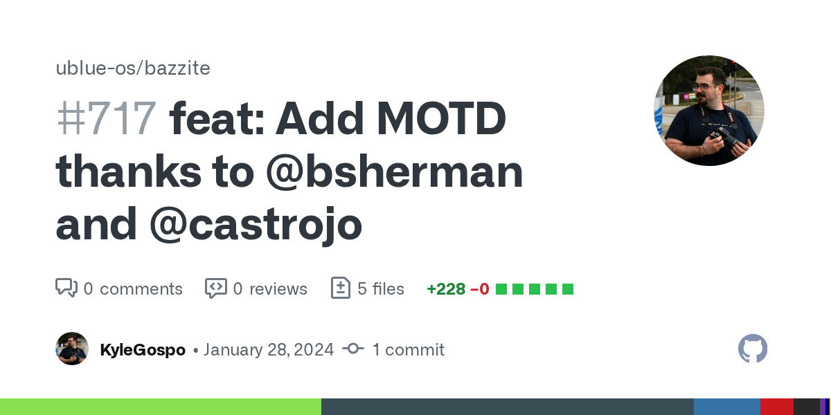 feat: Add MOTD thanks to @bsherman and @castrojo by KyleGospo · Pul...