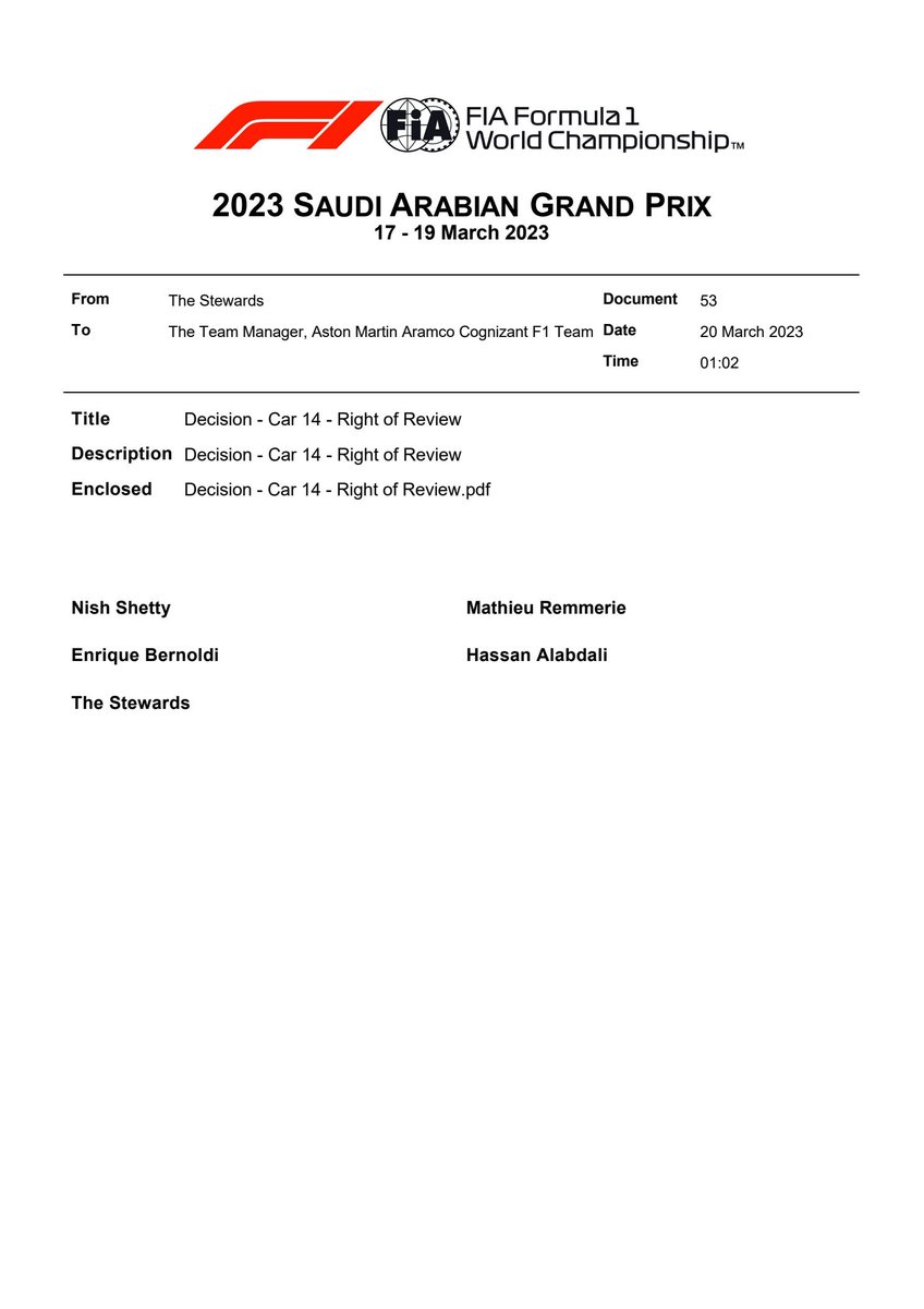 From FIA F1 Documents Bot (@fiadocsbot)