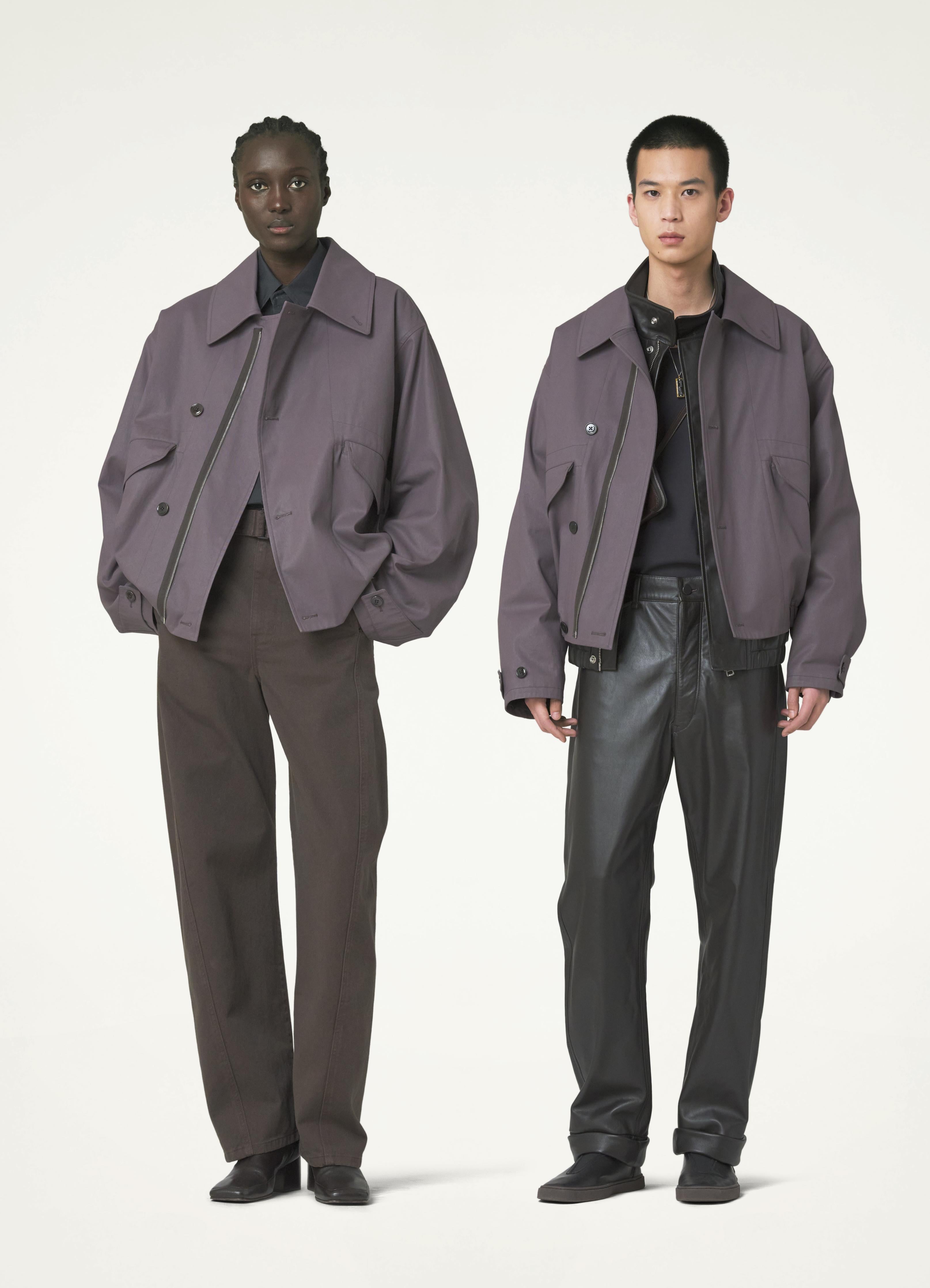 Deep Mauve Boxy Blouson in Water Repelant Coated Cotton | LEMAIRE