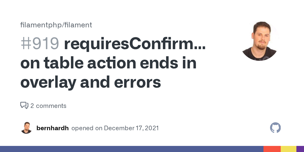 requiresConfirmation on table action ends in overlay and errors · I...
