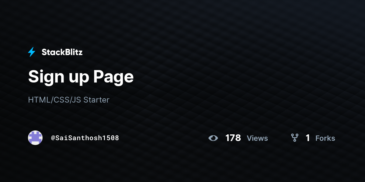 Sign up Page - StackBlitz