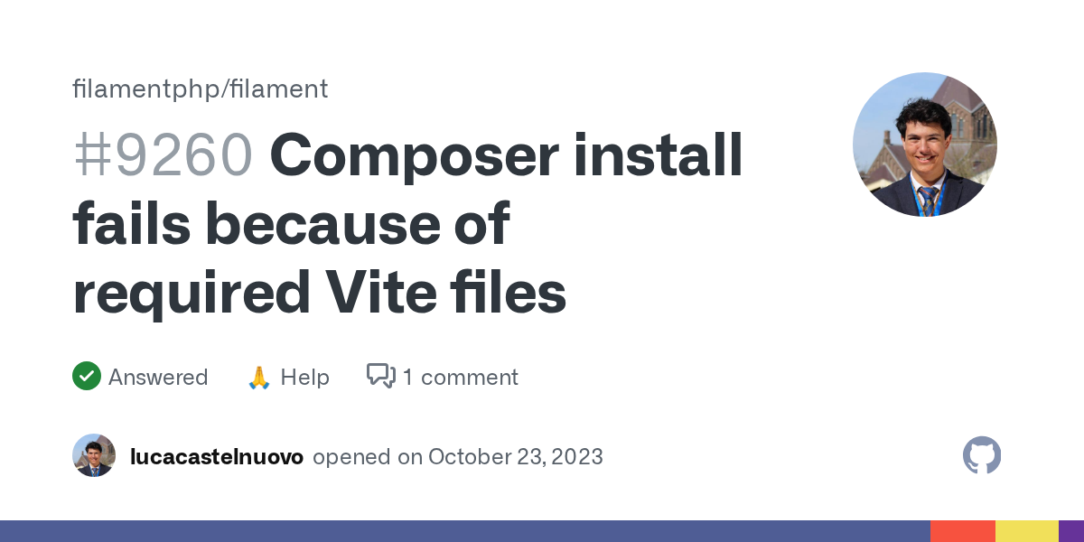 Composer install fails because of required Vite files · filamentphp...