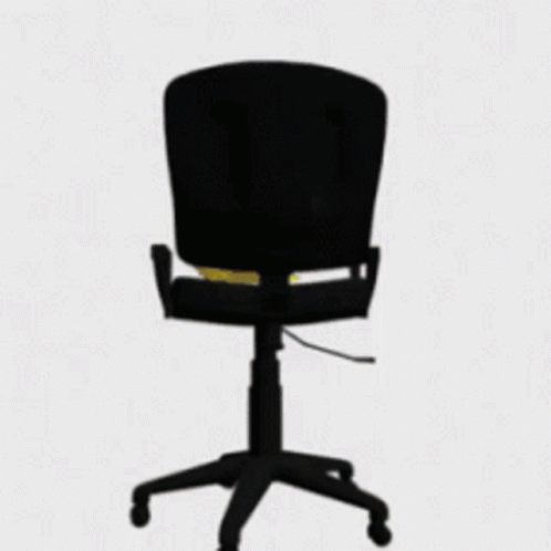 A gif of a low poly pikachu spinning in an office chair