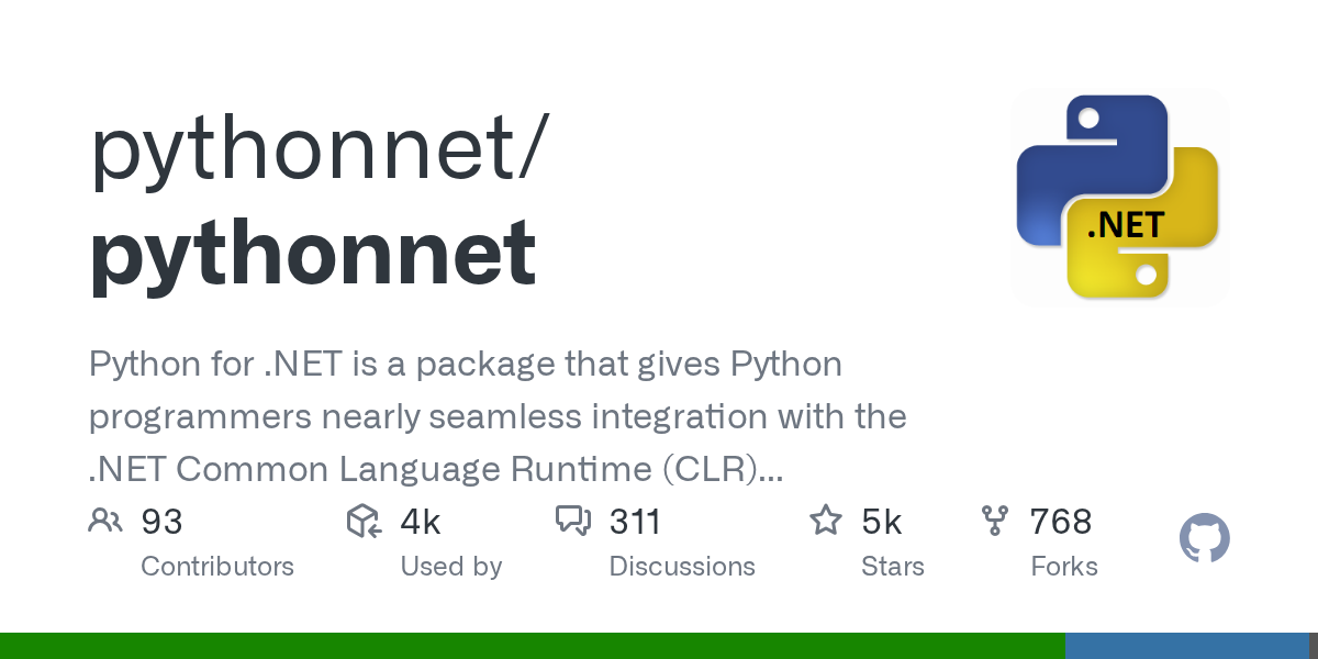 GitHub - pythonnet/pythonnet: Python for .NET is a package that giv...