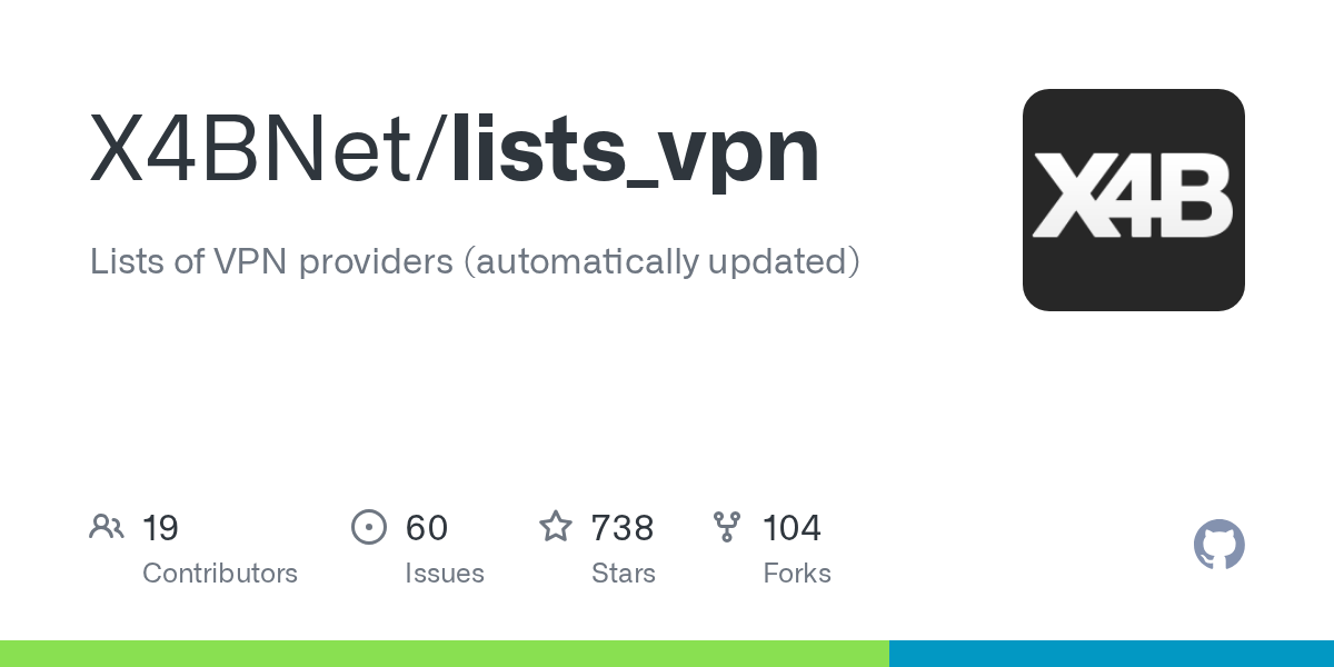 GitHub - X4BNet/lists_vpn: Lists of VPN providers (atomatically upd...