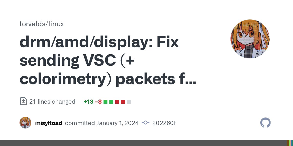 drm/amd/display: Fix sending VSC (+ colorimetry) packets for DP/eDP...