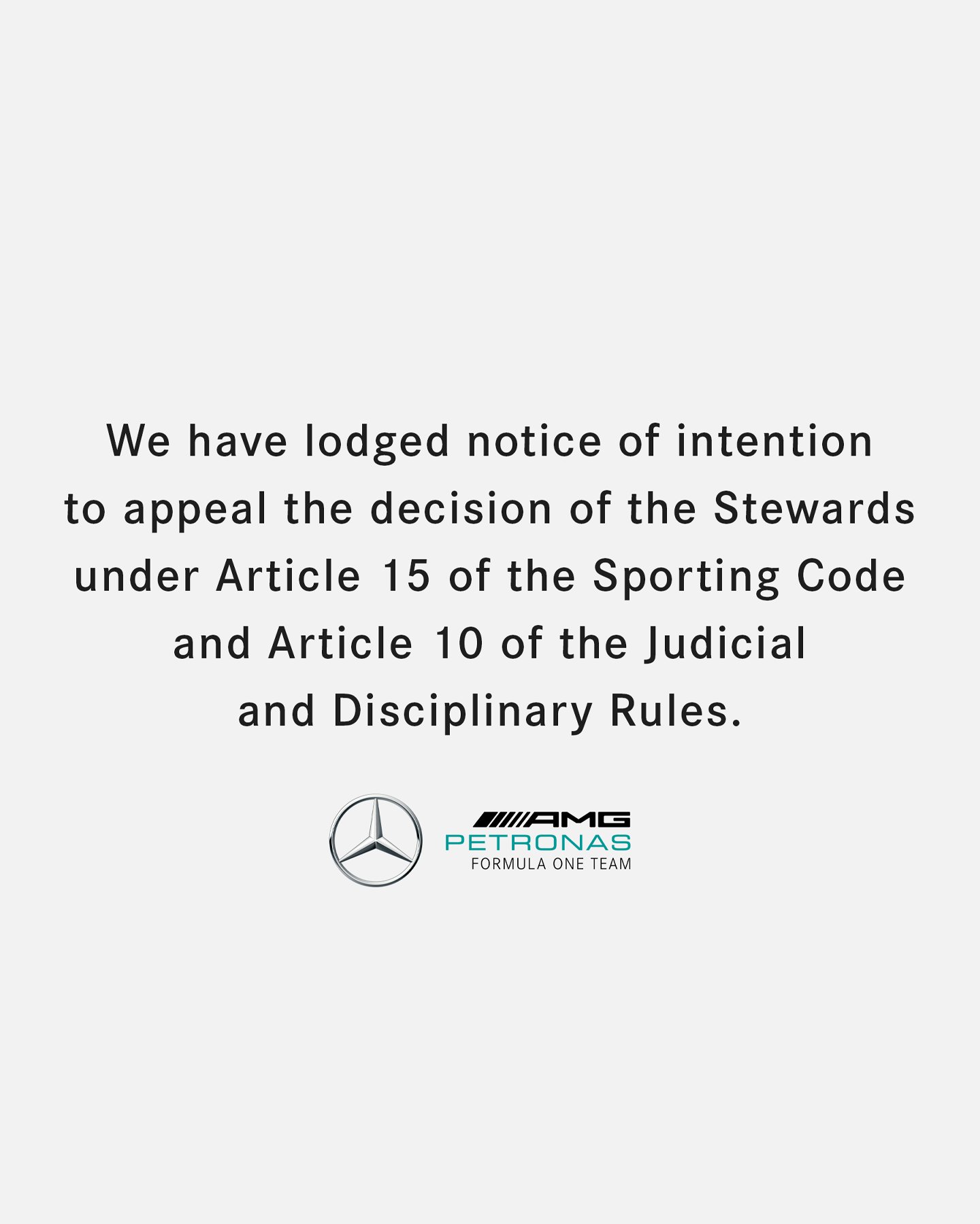 From Mercedes-AMG PETRONAS F1 Team (@MercedesAMGF1)